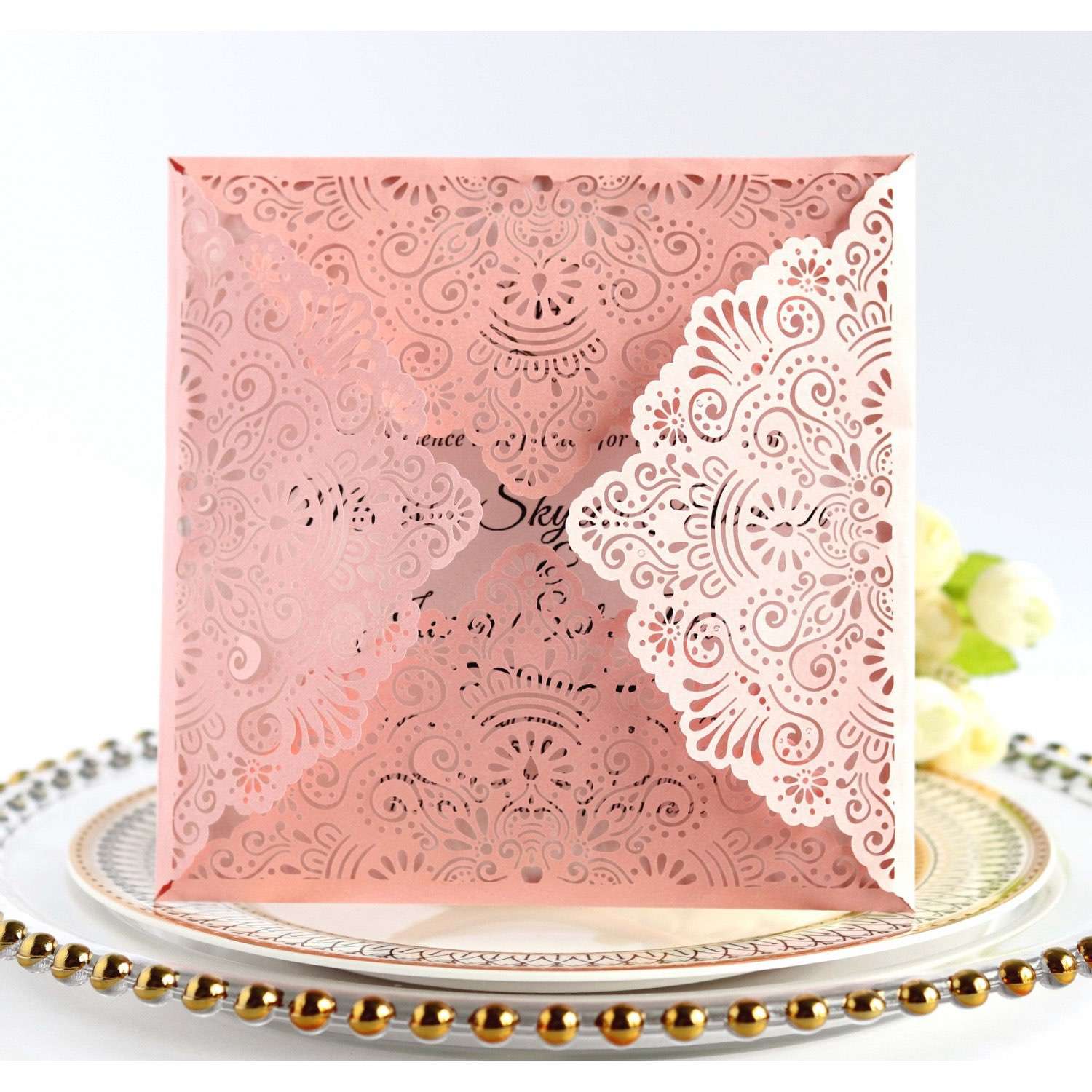 Slap-up Invitation Card Wedding Supplies Square Greeting Card Laser Invitation